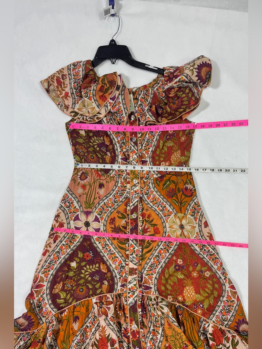 NWT AUTH FARM RIO Fall Romantic Nature Off-Shoulder Maxi Dress Medium Pockets - Picture 6 of 14